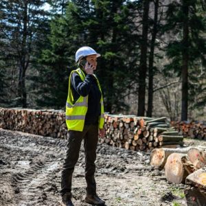 Pretty woman working as a forester.